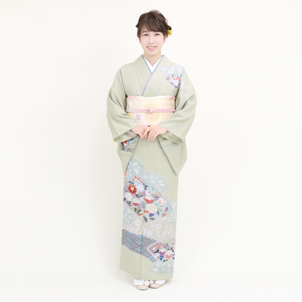 扇面に思い出花